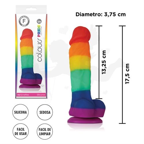 Consolador multi color de 13 cm con sopapa